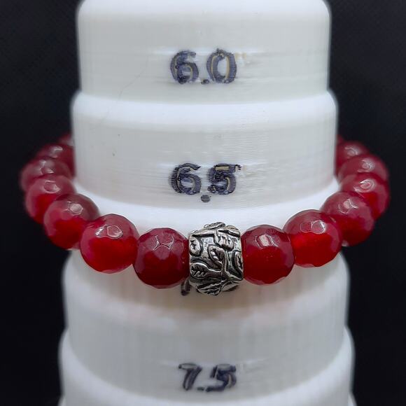 Ruby Red Quartz Bracelet Beaded Gemstone Artisan Made Stretch Tibetan Silver New - Picture 8 of 12